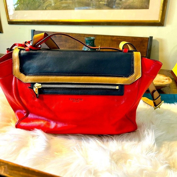 Coach Large Leather Satchel/ Shoulder Bag - Picture 4 of 9